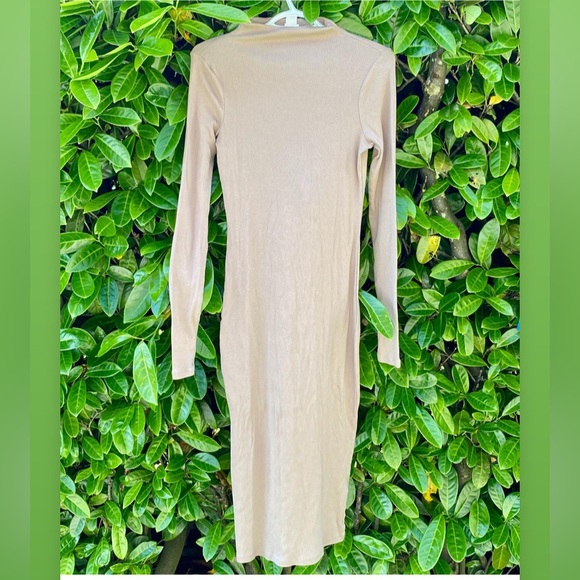 H&M Beige Longsleeve High Neck Bodycon Dress - Picture 1 of 1
